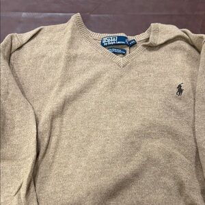 Polo by Ralph Lauren Men's V-Neck Sweater in Tan